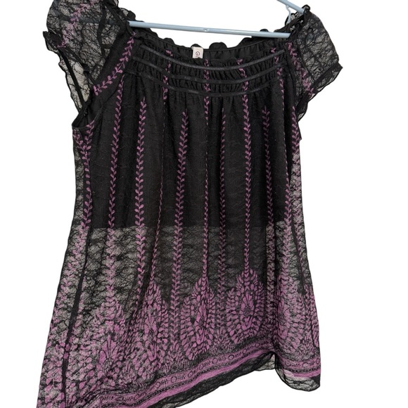 Vintage 90s Gitano Babydoll Shirt Size Large Medium Lace Cut Out - Picture 1 of 6